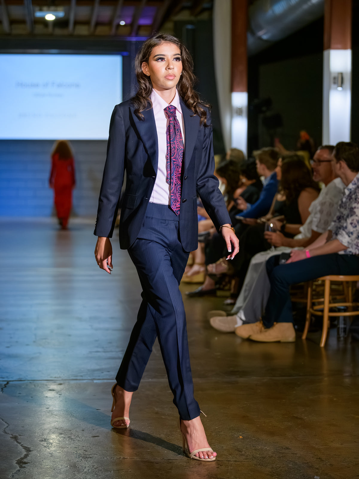 Ultimate boss navy striped suit - Women's Made to Measure Suit | House of Falcone