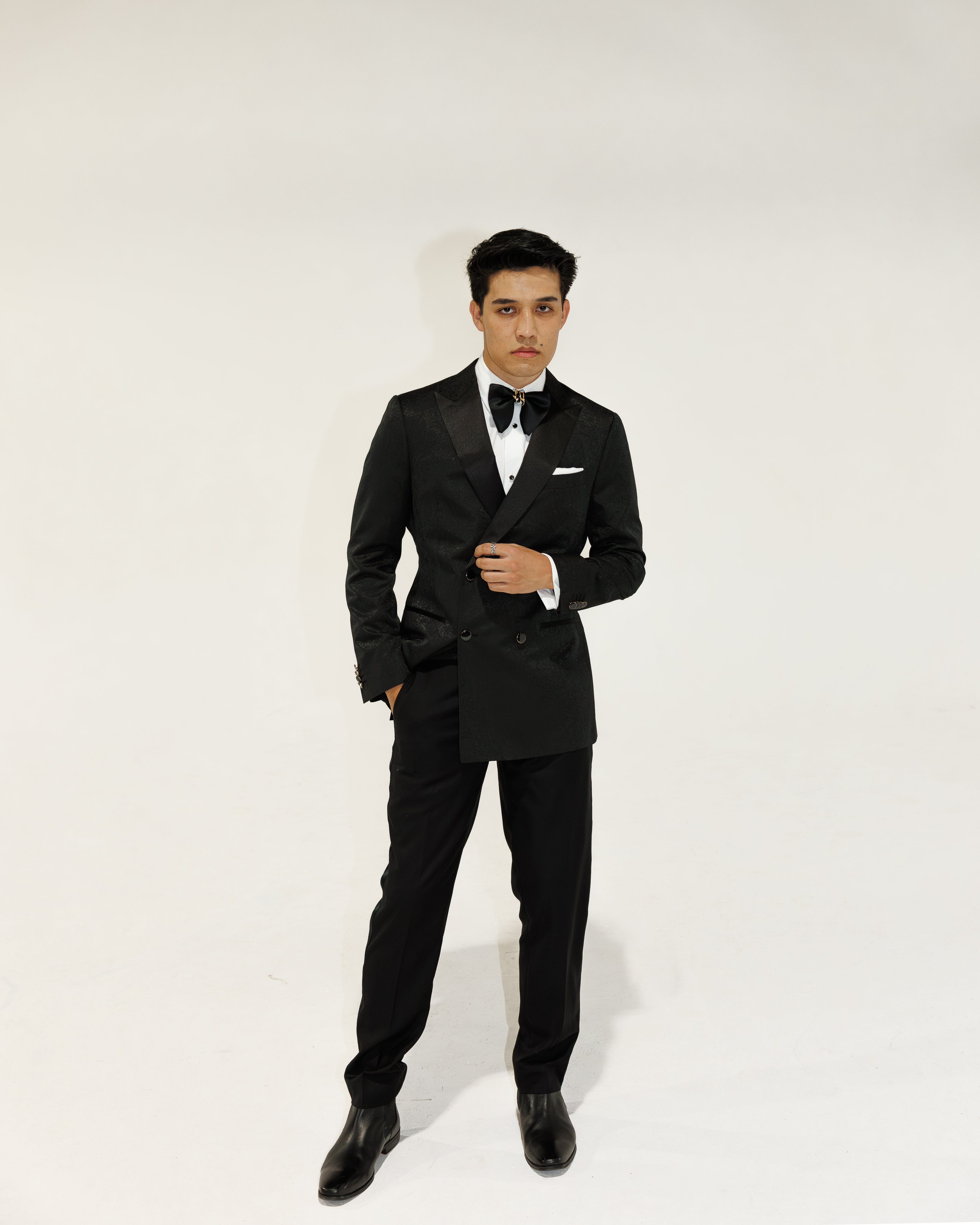Black Paisley Tux - Men's Made to Measure Suit | House of Falcone