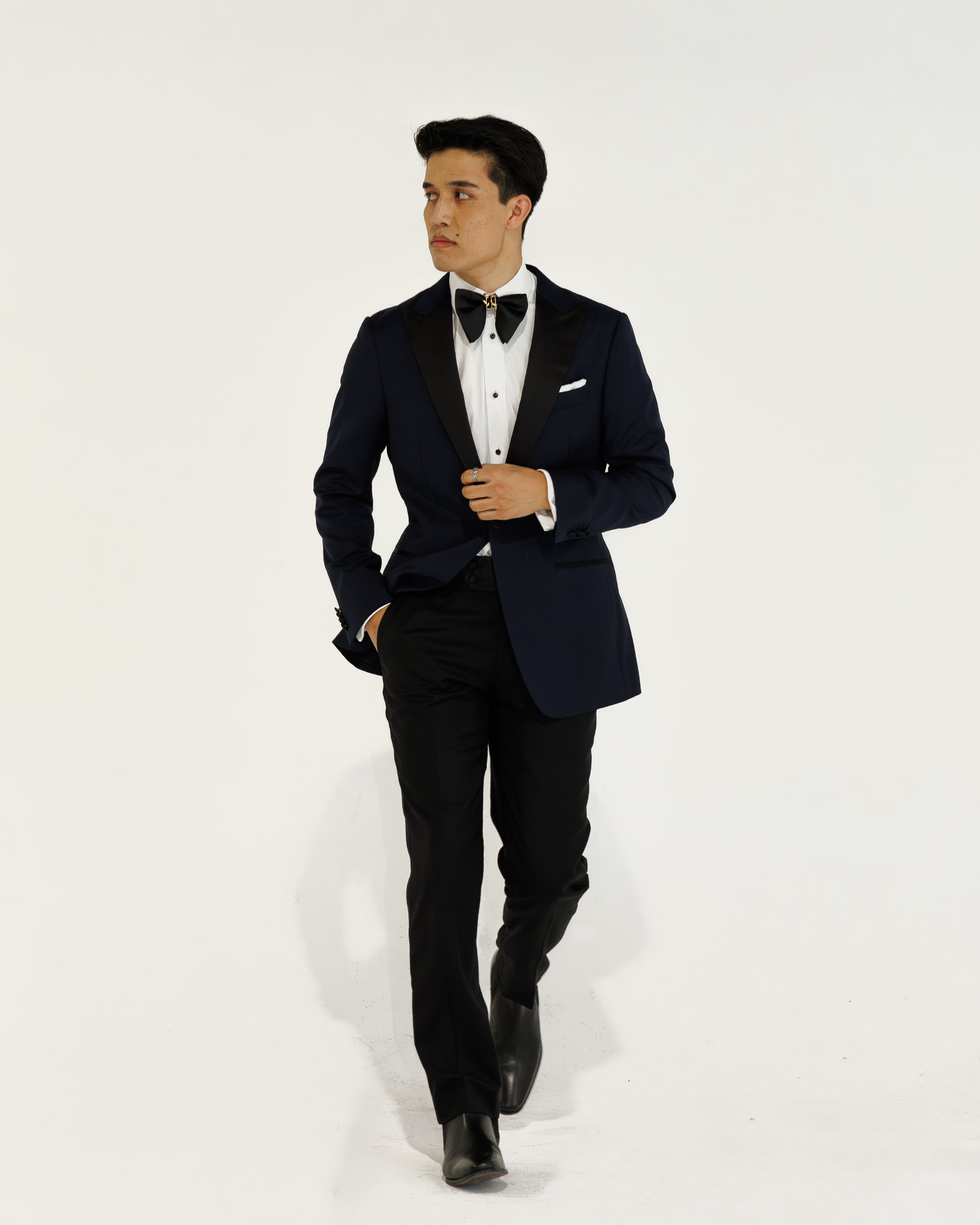 Navy herringbone tux by House of Falcone - Bespoke Men's Tailoring Brisbane