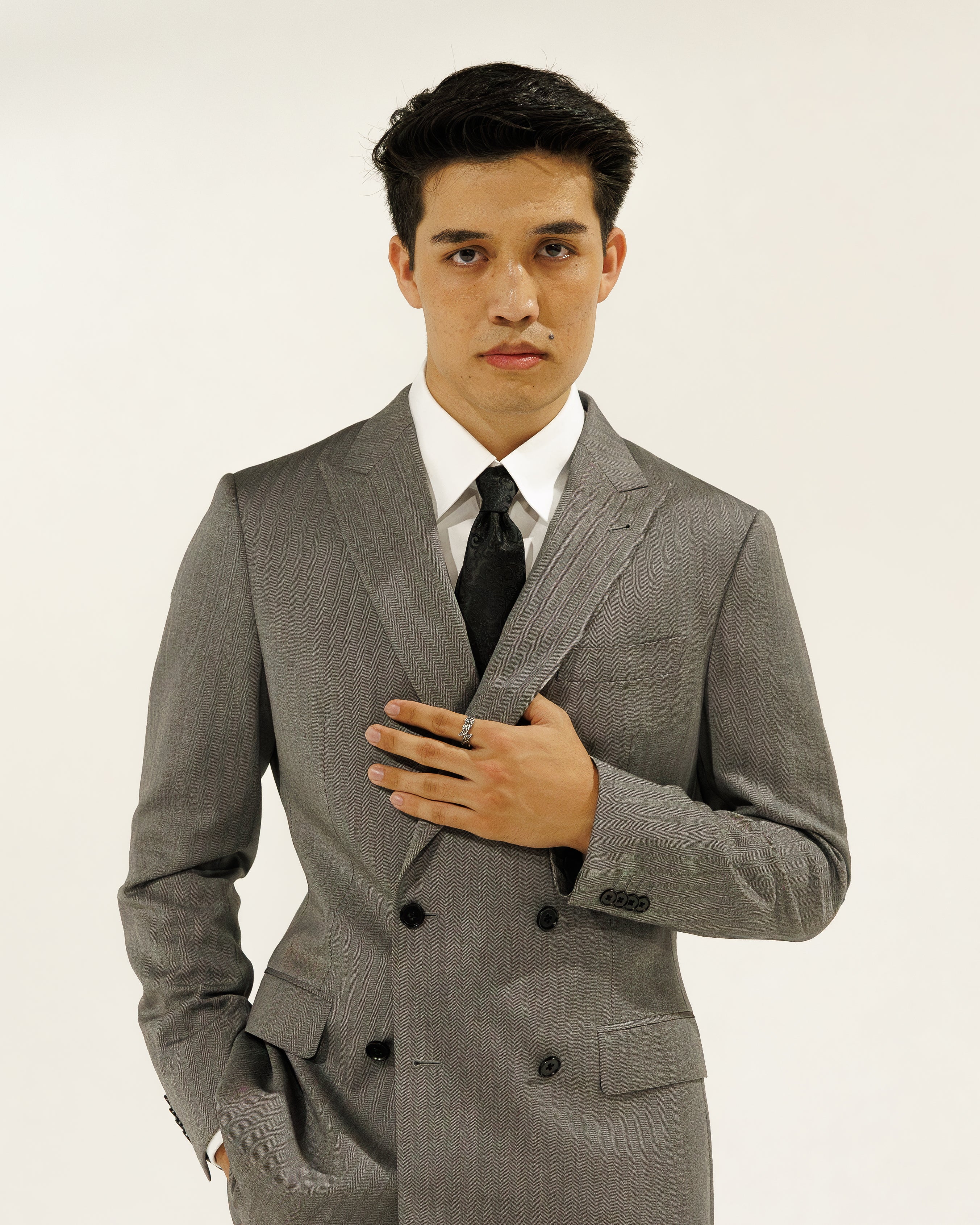 Herringbone grey suit - Custom Men's Suit | House of Falcone Brisbane