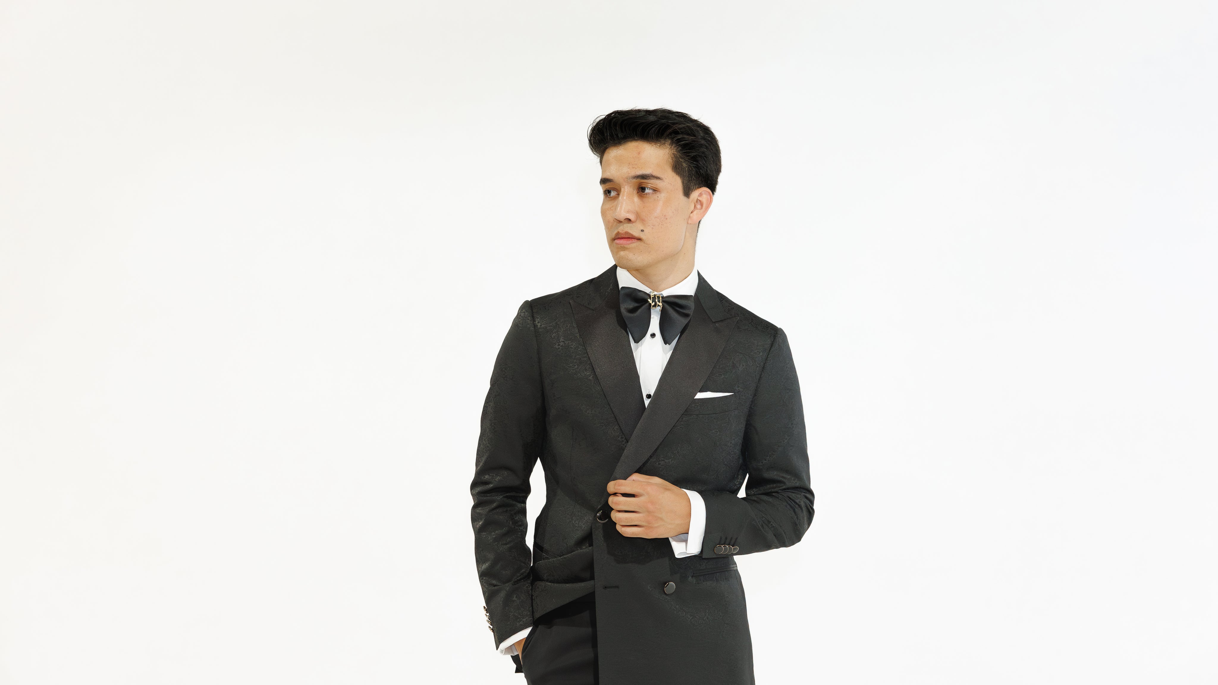 Black Paisley Tux Detail - Premium Italian Fabric | House of Falcone Brisbane