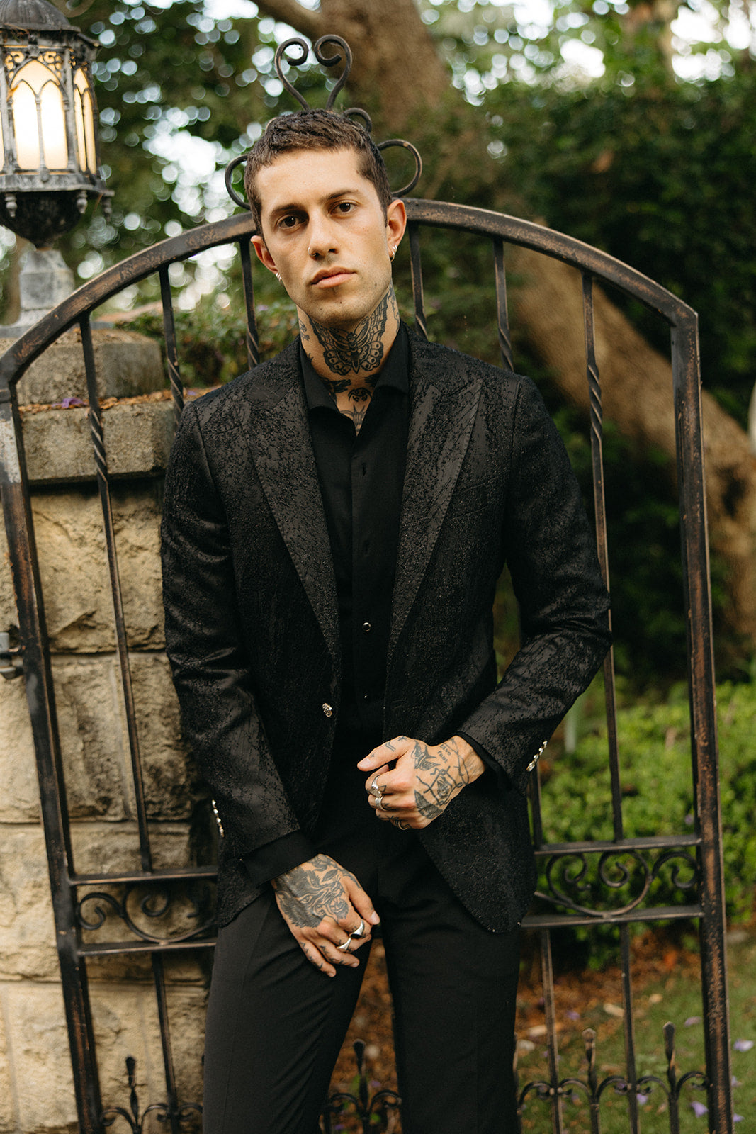 Midnight black baroque jacquard suit - Custom Men's Suit | House of Falcone Brisbane