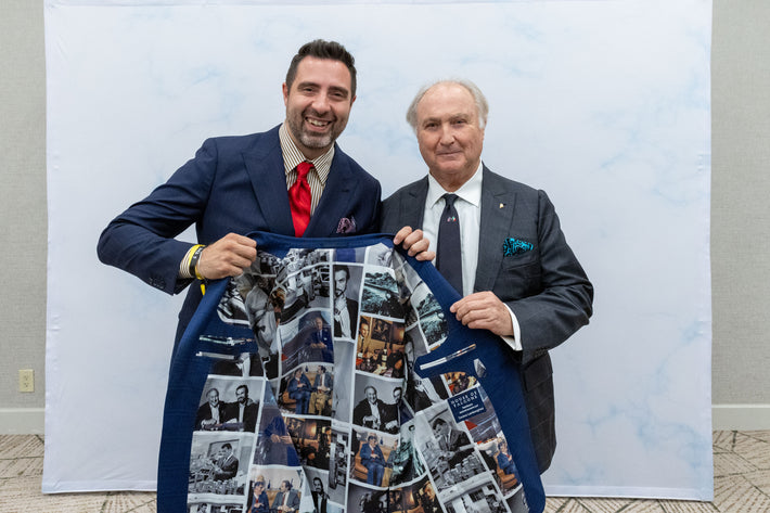 Luxury custom suit at Lamborghini event, House of Falcone Brisbane bespoke tailoring